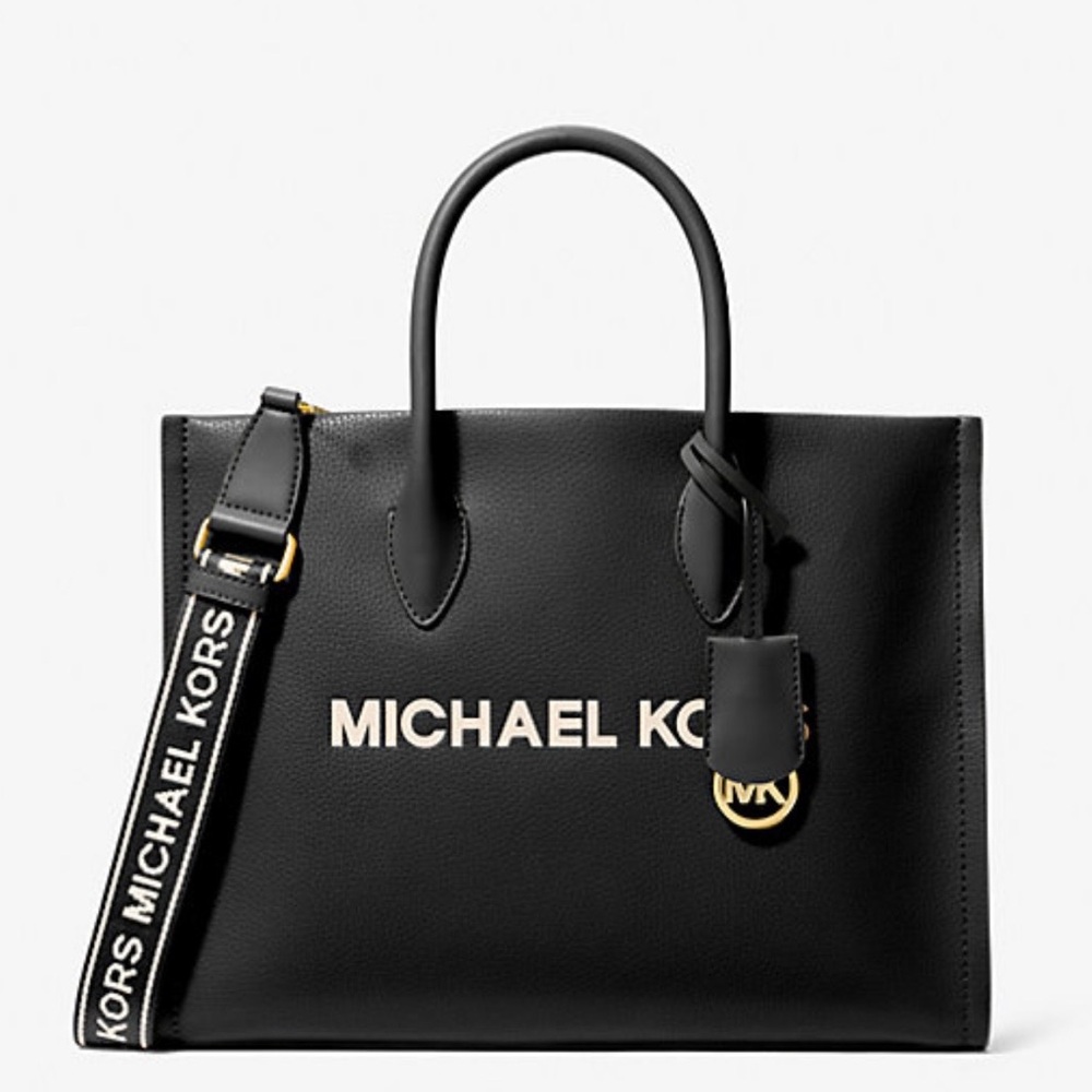 Michael Kors Mirella Black Leather Tote Bag Brand New - Picture 2 of 3